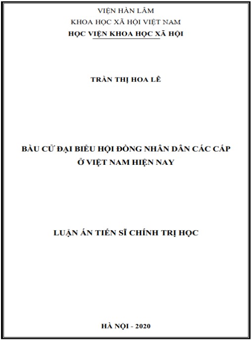 Luận án Bầu cử đại biểu Hội đồng nhân dân các cấp Việt Nam hiện nay