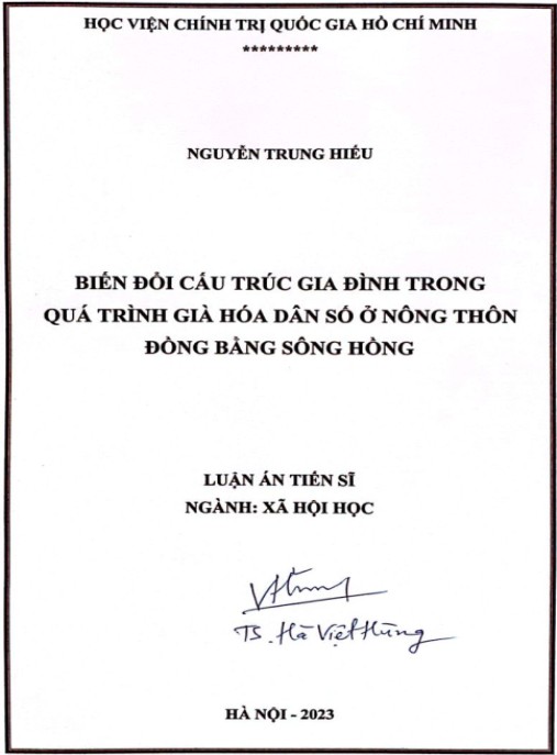 Luận án Biến đổi cấu trúc gia đình trong quá trình già hóa dân số ở nông thôn đồng bằng sông Hồng