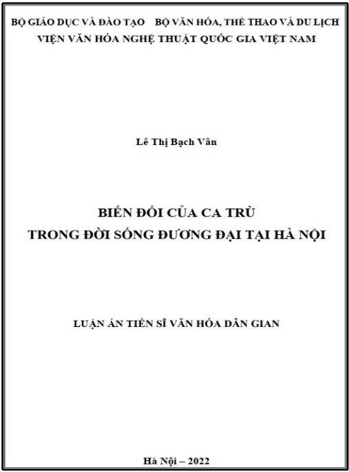 Luận án Biến đổi của ca trù trong đời sống đương đại tại Hà Nội
