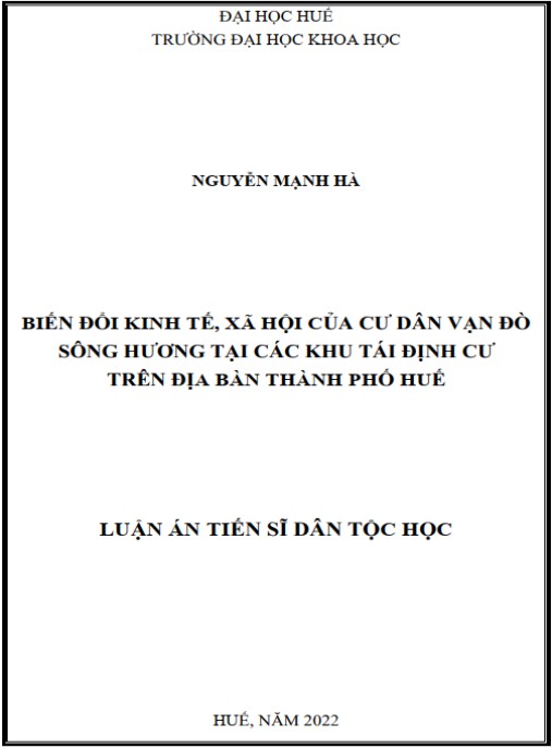 Luận án Biến đổi kinh tế – xã hội của cư dân vạn đò sông Hương tại các khu tái định cư trên địa bàn thành phố Huế