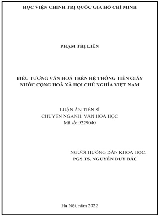 Luận án Biểu tượng văn hóa trên hệ thống tiền giấy nước Cộng hòa xã hội chủ nghĩa Việt Nam