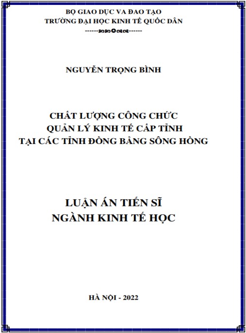 Luận án Chất lượng công chức quản lý kinh tế cấp tỉnh tại các tỉnh đồng bằng sông Hồng