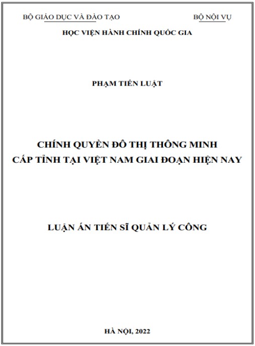 Luận án Chính quyền Đô thị Thông minh cấp tỉnh tại Việt Nam giai đoạn hiện nay