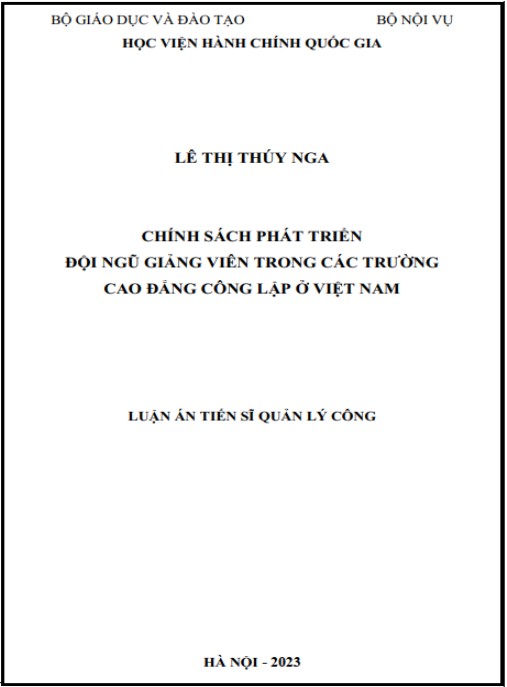Luận án Chính sách phát triển đội ngũ giảng viên trong các trường cao đẳng công lập ở Việt Nam