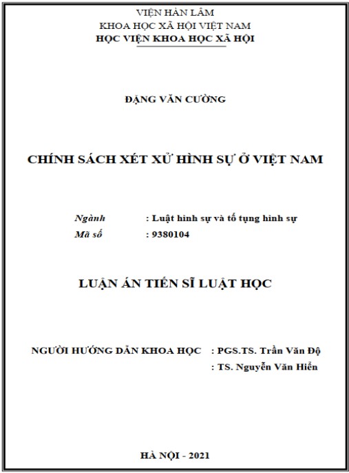 Luận án Chính sách xét xử hình sự ở Việt Nam