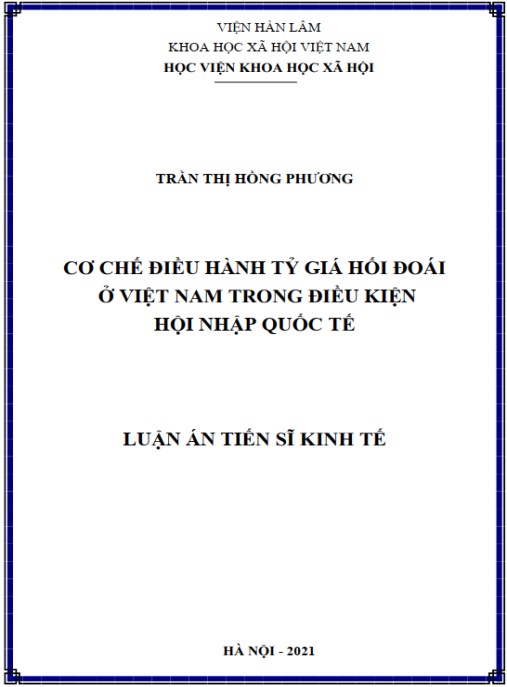 Luận án Cơ chế điều hành tỷ giá hối đoái ở Việt Nam trong điều kiện hội nhập quốc tế