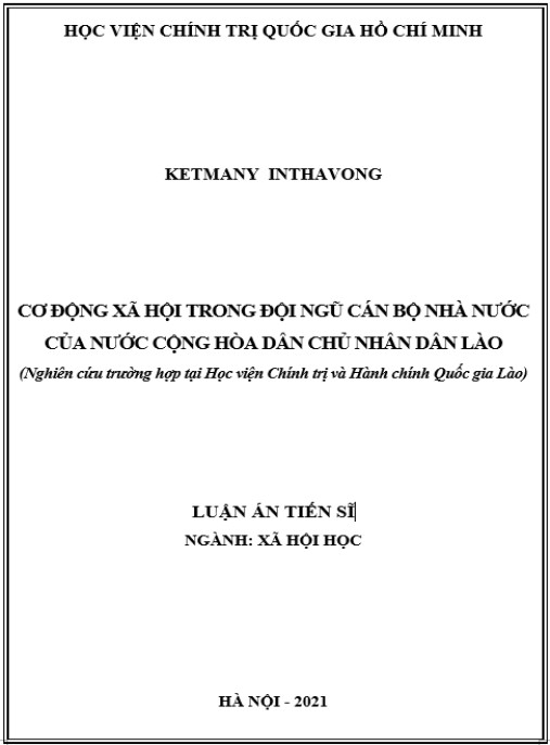 Luận án Cơ động xã hội trong đội ngũ cán bộ nhà nước của nước Cộng hòa dân chủ nhân dân Lào