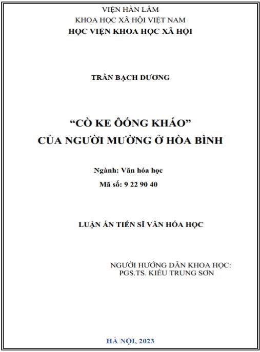 Luận án “Cò ke ôống kháo” của người Mường ở Hòa Bình