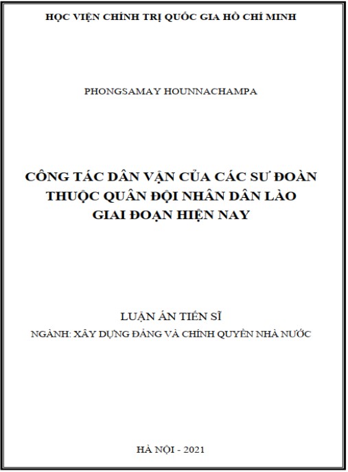 Luận án Công tác dân vận của các sư đoàn thuộc Quân đội nhân dân Lào