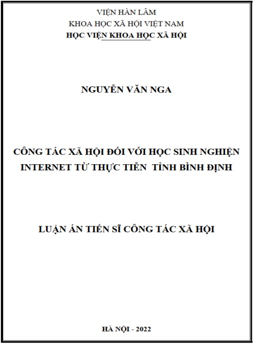 Luận án Công tác xã hội đối với học sinh nghiện internet từ thực tiễn tỉnh Bình Định
