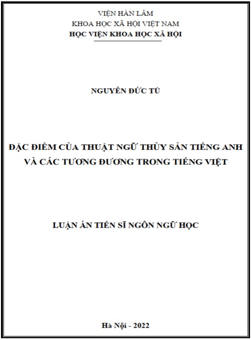 Luận án Đặc điểm của thuật ngữ thủy sản tiếng Anh và các tương đương trong tiếng Việt