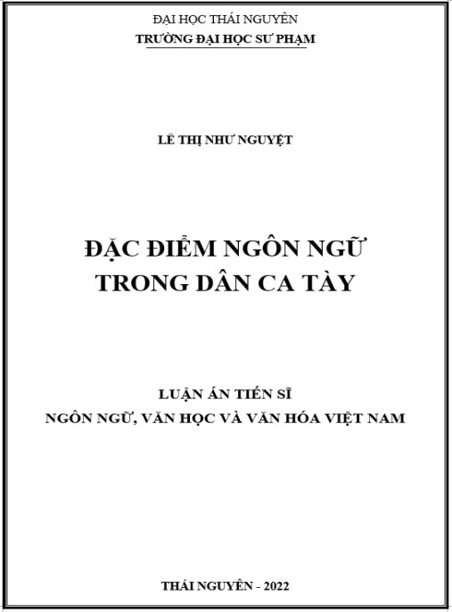 Luận án Đặc điểm ngôn ngữ trong dân ca Tày