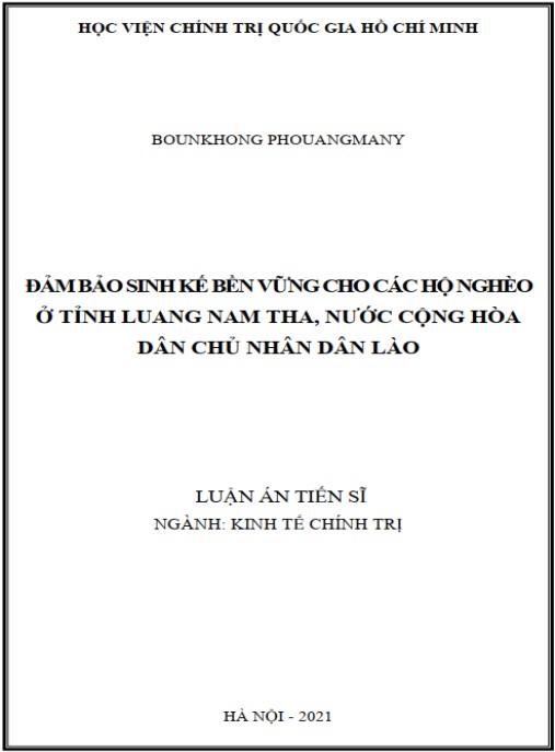 Luận án Đảm bảo sinh kế bền vững cho các hộ nghèo ở tỉnh LUANG NAM THA – nước cộng hòa dân chủ nhân dân Lào