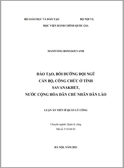 Luận án Đào tạo – bồi dưỡng đội ngũ cán bộ, công chức ở tỉnh Savanakhet – nước cộng hòa Dân chủ Nhân dân Lào