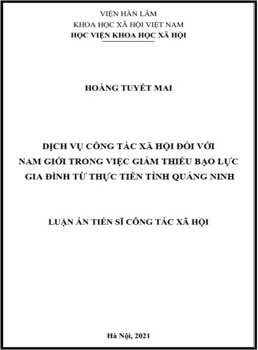 Luận án Dịch vụ Công tác xã hội đối với nam giới trong việc giảm thiểu bạo lực gia đình từ thực tiễn tỉnh Quảng Ninh