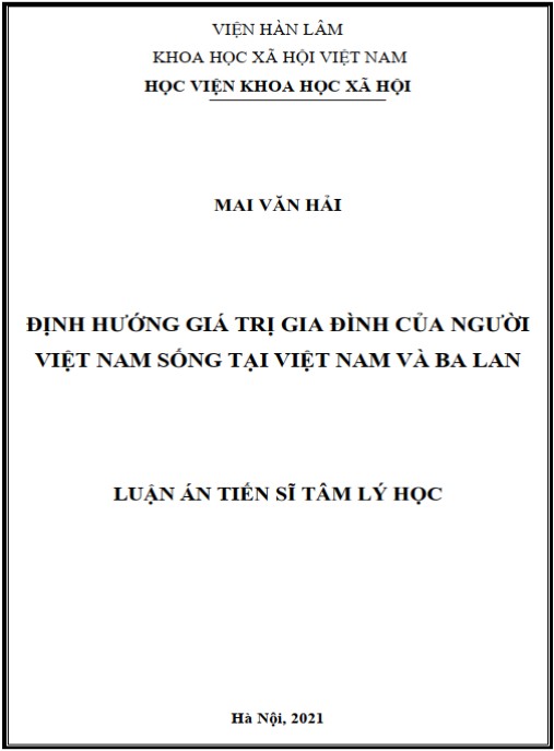 Luận án Định hướng giá trị gia đình của người Việt Nam sống tại Việt Nam và Ba Lan
