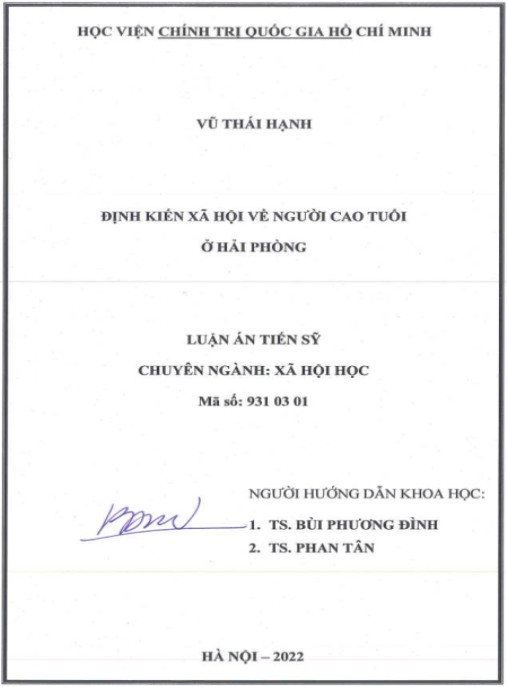 Luận án Định kiến xã hội về người cao tuổi ở Hải Phòng