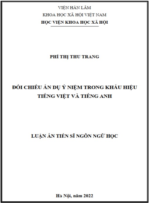Luận án Đối chiếu ẩn dụ ý niệm trong khẩu hiệu tiếng Việt và tiếng Anh