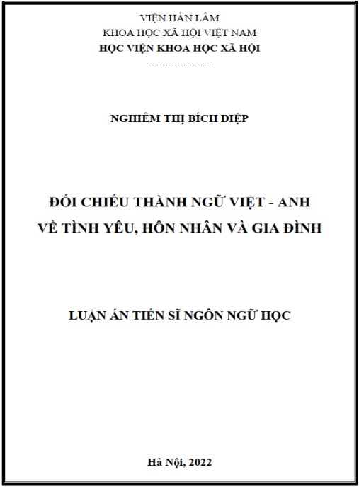 Luận án Đối chiếu thành ngữ Việt – Anh về tình yêu – hôn nhân và gia đình