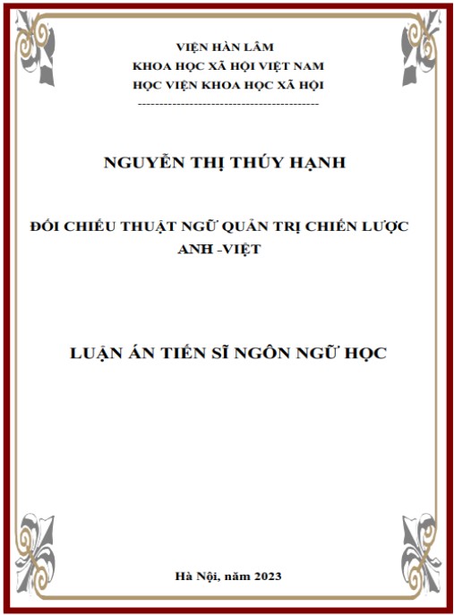 Luận án Đối chiếu thuật ngữ quản trị chiến lược Anh-Việt