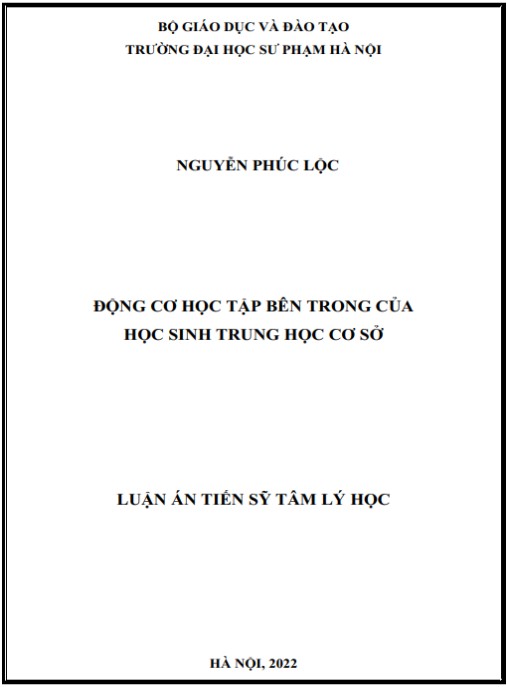 Luận án Động cơ học tập bên trong của học sinh Trung học cơ sở