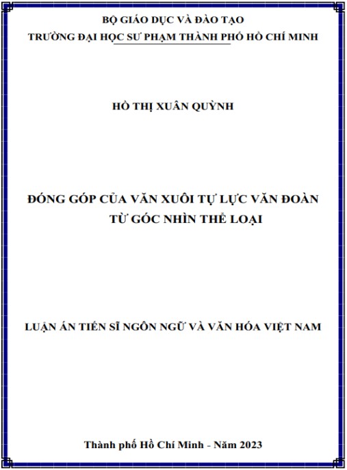 Luận án Đóng góp của văn xuôi Tự lực văn đoàn từ góc nhìn thể loại