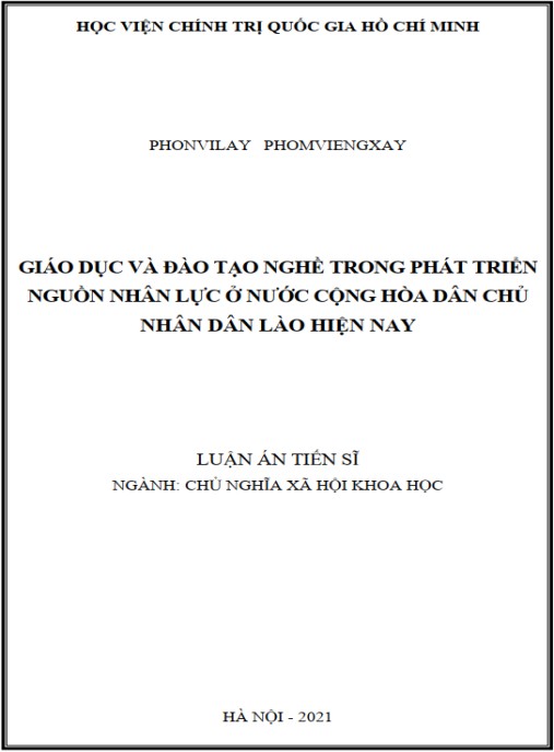 Luận án Giáo dục và đào tạo nghề trong phát triển nguồn nhân lực ở nước Cộng hòa dân chủ nhân dân Lào hiện nay