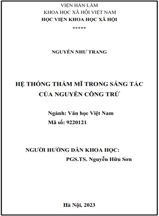 Luận án Hệ thống thẩm mĩ trong sáng tác của Nguyễn Công Trứ
