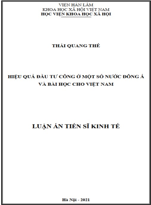 Luận án Hiệu quả đầu tư công ở một số nước Đông Á và bài học cho Việt Nam