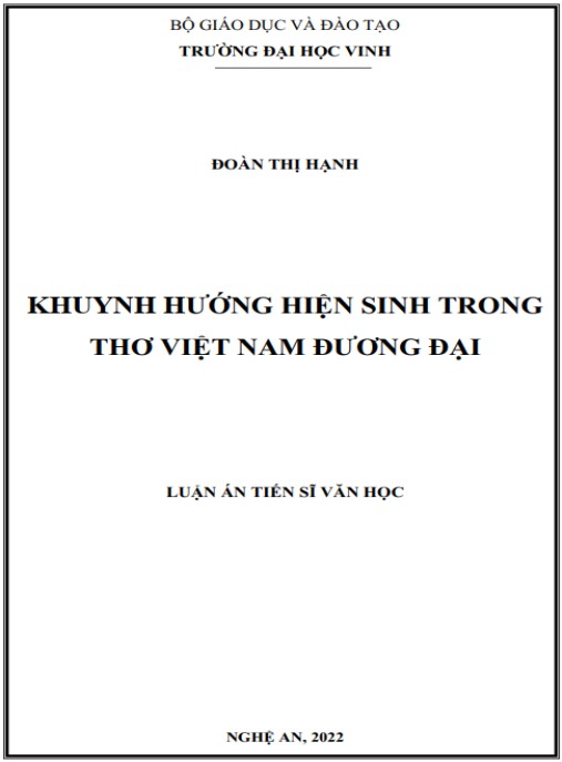 Luận án Khuynh hướng hiện sinh trong thơ Việt Nam đương đại