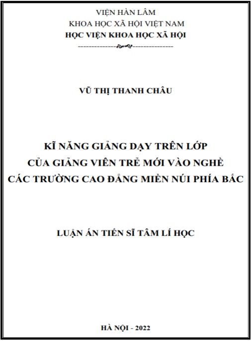 Luận án Kĩ năng giảng dạy trên lớp của giảng viên trẻ các trường cao đẳng miền núi phía Bắc