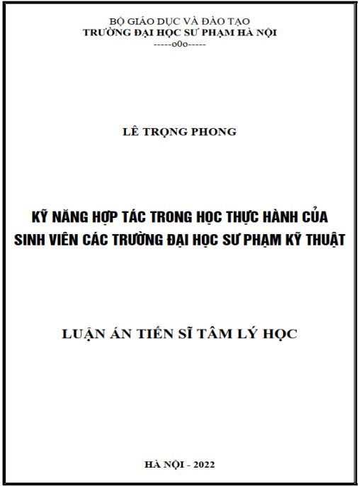 Luận án Kỹ năng hợp tác trong học thực hành của sinh viên các trường Đại học sư phạm kỹ thuật