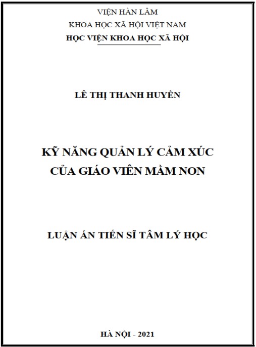 Luận án Kỹ năng quản lý cảm xúc của giáo viên mầm non