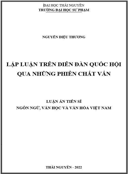 Luận án Lập luận trên diễn đàn Quốc hội qua những phiên chất vấn