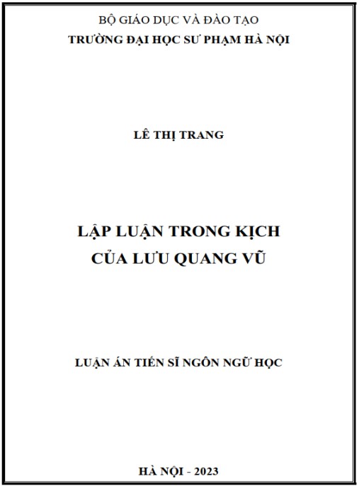 Luận án Lập luận trong kịch của Lưu Quang Vũ