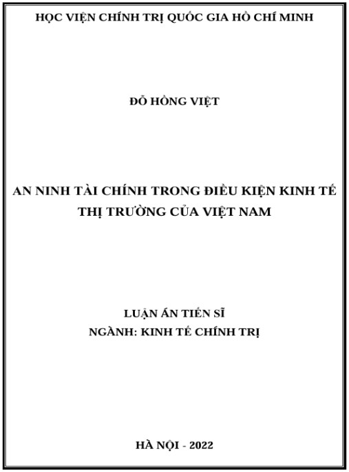 Luận án An ninh tài chính trong điều kiện kinh tế thị trường của Việt Nam
