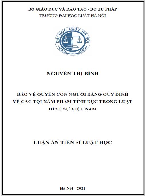 Luận án Bảo vệ quyền con người bằng quy định về các tội xâm phạm tình dục trong luật hình sự Việt nam