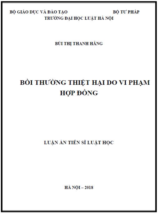 Luận án Bồi thường thiệt hại do vi phạm hợp đồng