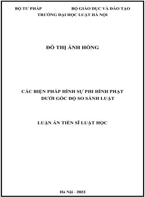 Luận án Các biện pháp hình sự phi hình phạt dưới góc độ so sánh luật