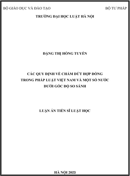 Luận án Các quy định về chấm dứt hợp đồng trong pháp luật Việt Nam và một số nước dưới góc độ so sánh