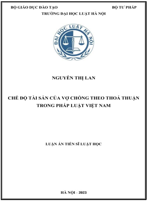 Luận án Chế độ tài sản của vợ chồng theo thoả thuận trong pháp luật Việt Nam