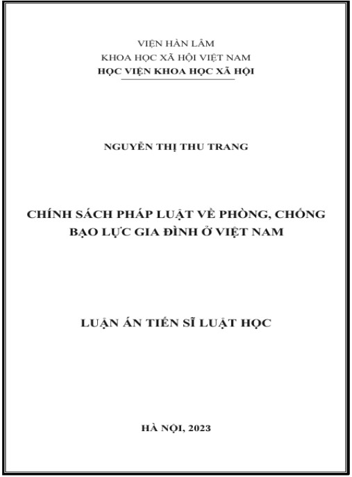 Luận án Chính sách pháp luật về phòng, chống bạo lực gia đình ở Việt Nam