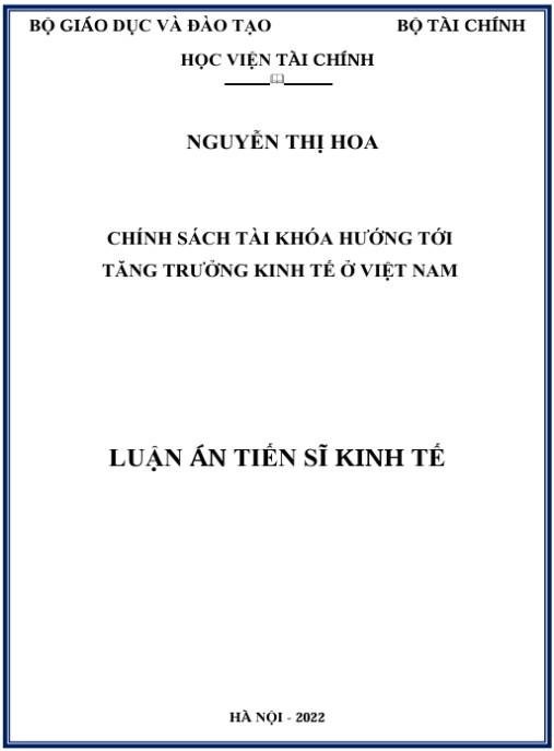 Luận án Chính sách tài khóa hướng tới tăng trưởng kinh tế ở Việt Nam