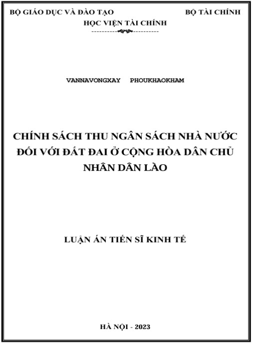 Luận án Chính sách thu ngân sách Nhà nước đối với đất đai ở Cộng hòa Dân chủ Nhân dân Lào