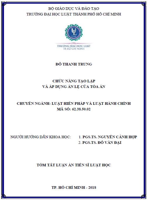 Luận án Chức năng tạo lập và áp dụng án lệ của tòa án.