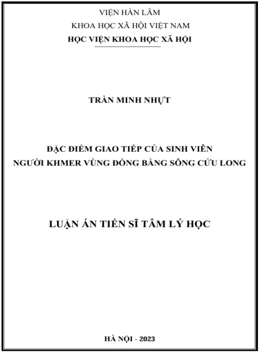 Luận án Đặc điểm giao tiếp của sinh viên người Khmer vùng Đồng bằng Sông Cửu Long