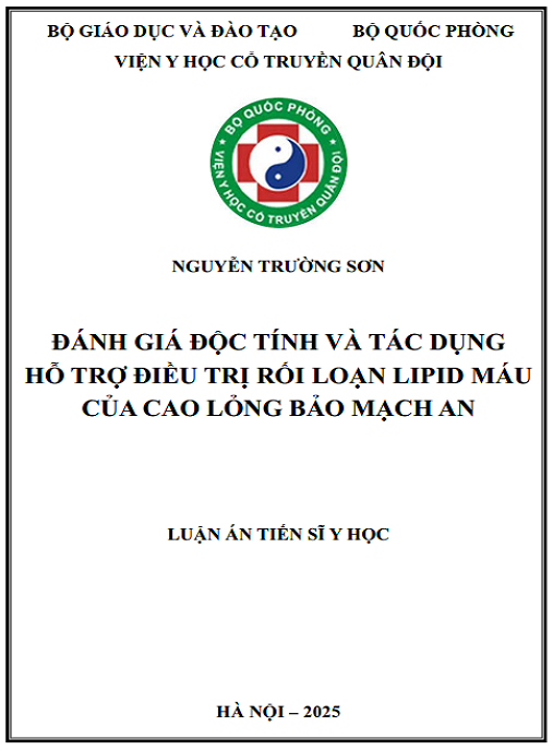 Luận án Đánh giá độc tính và tác dụng hỗ trợ điều trị rối loạn lipid máu của cao lỏng Bảo mạch an
