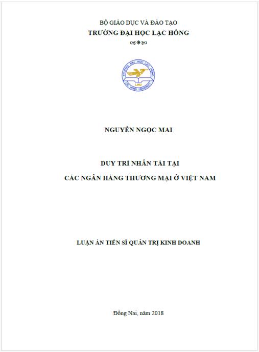 Luận án Duy trì nhân tài tại các Ngân hàng thương mại ở Việt Nam