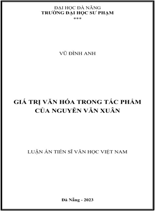 Luận án Giá trị văn hóa trong tác phẩm của Nguyễn Văn Xuân