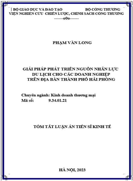Luận án Giải pháp phát triển nguồn nhân lực du lịch cho các doanh nghiệp trên địa bàn thành phố Hải Phòng